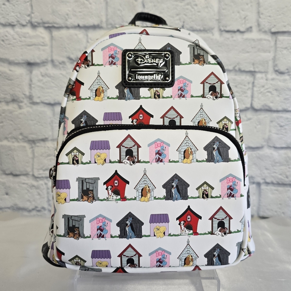 Loungefly Disney Dogs Puppy Doghouse Compilation White Mini Backpack Bag New